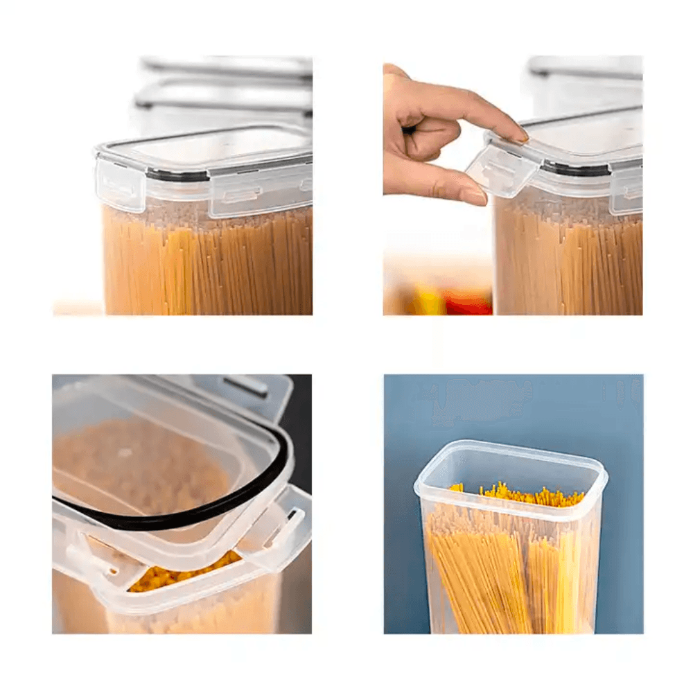 Recipiente depozitare Koken.ro, sigure pentru cuptorul cu microunde/masina de spalat vase/congelator, Set 8/7/6 Caserole etanșe depozitare alimente, plastic fara BPA, Transparent/Negru - köken