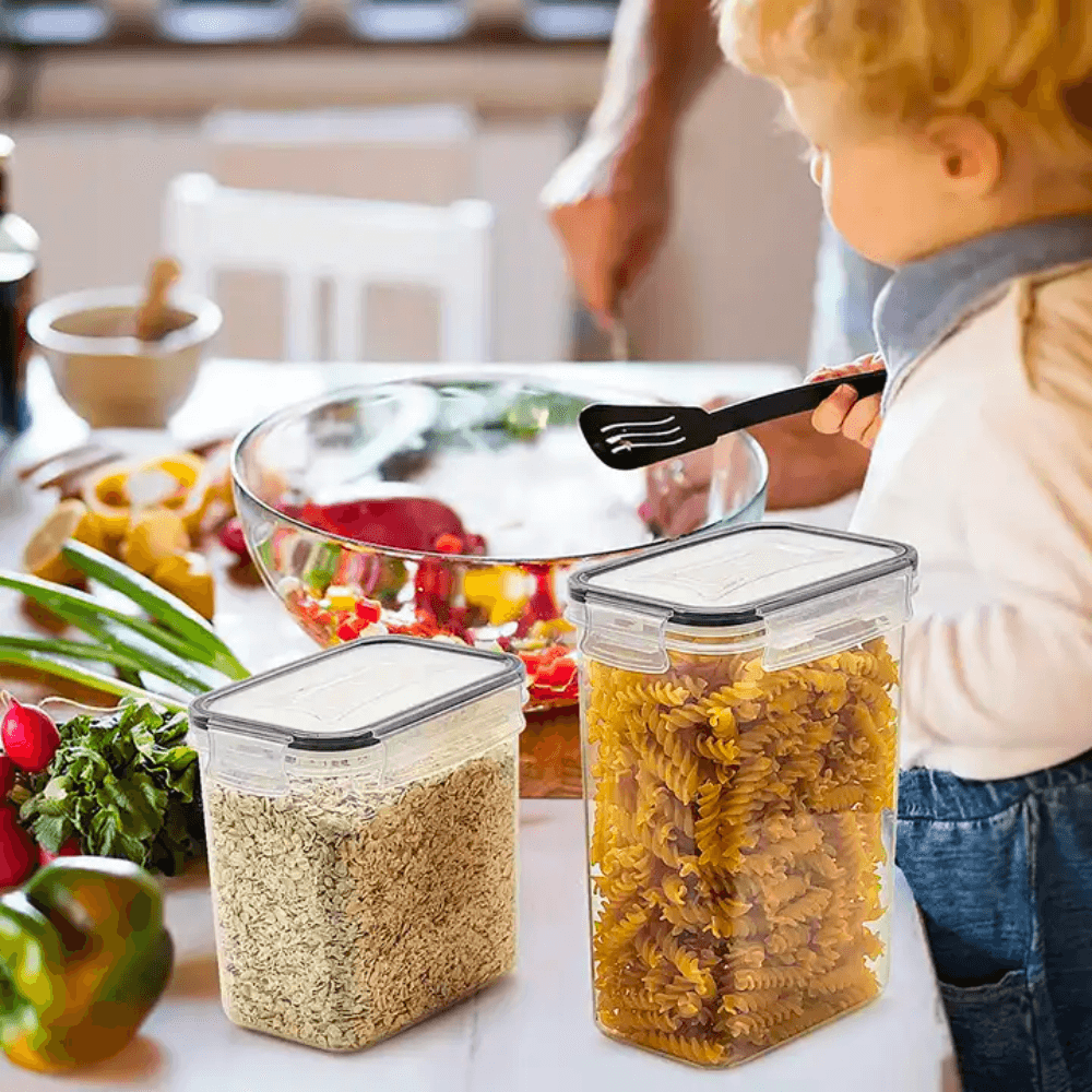 Recipiente etanse de depozitare Koken.ro, plastic fara BPA, Transparent/Negru - köken