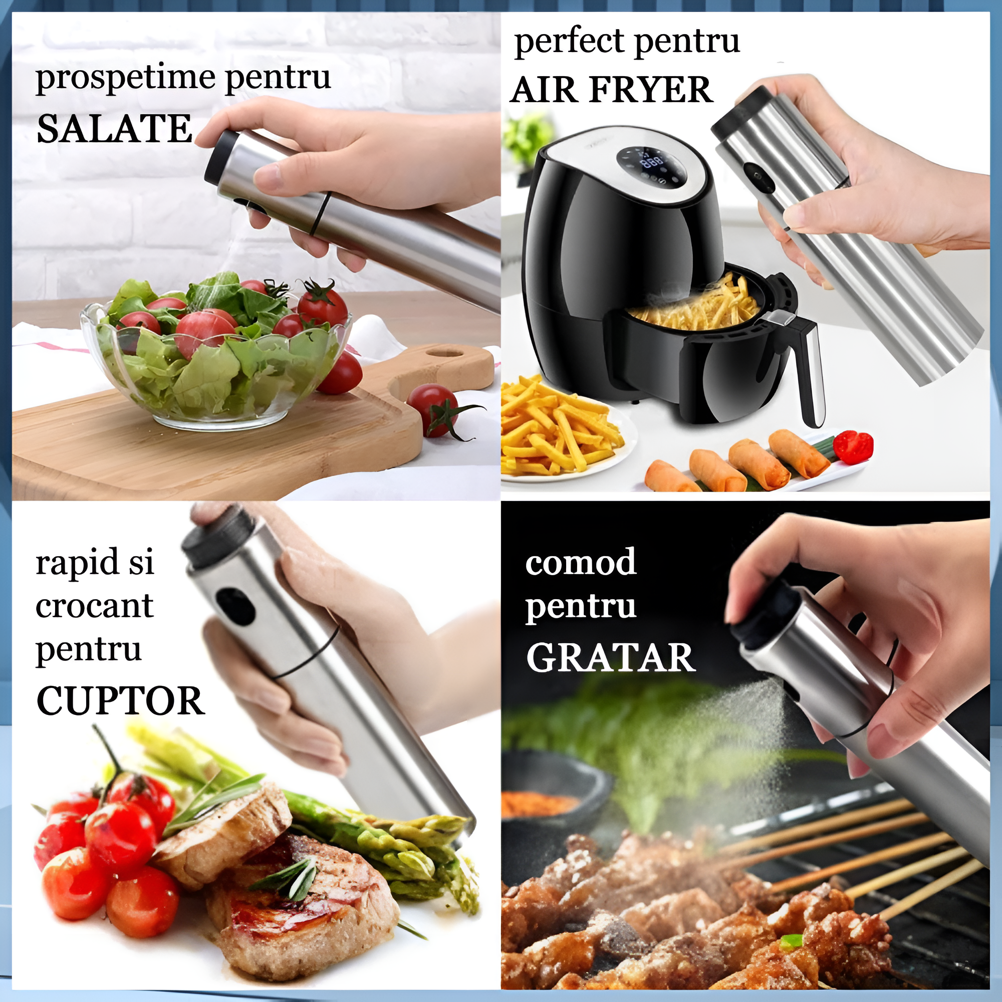 Olivieră Pulverizator Koken – Spray pentru ulei, oțet și alte lichide, Flacon Pulverizator Reîncărcabil, 100 ml, Plastic, 17,8 x 4 cm, Argintiu/Negru + Palnie - 3 | YEO