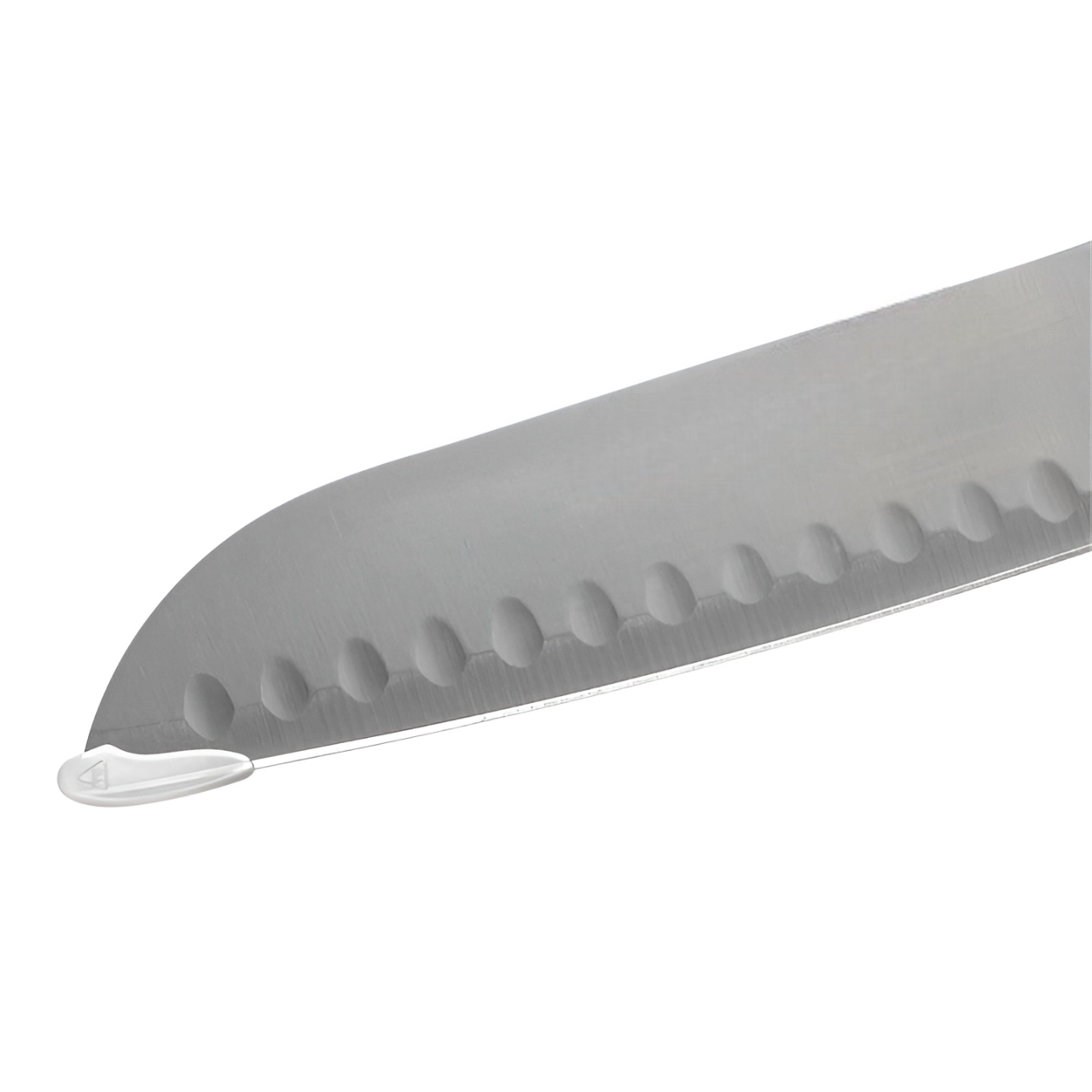 Cutit japonez de bucatarie model Santoku, otel inoxidabil, maner soft-touch, versatil in utilizare, 20 cm, Argintiu