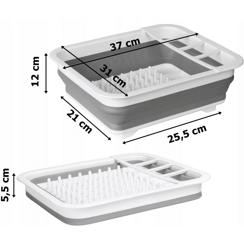 Scurgator Vase si tacamuri pliabil Koken, Uscare eficienta, Depozitare usoara, Aspect modern, Alb/Gri - 1 | YEO