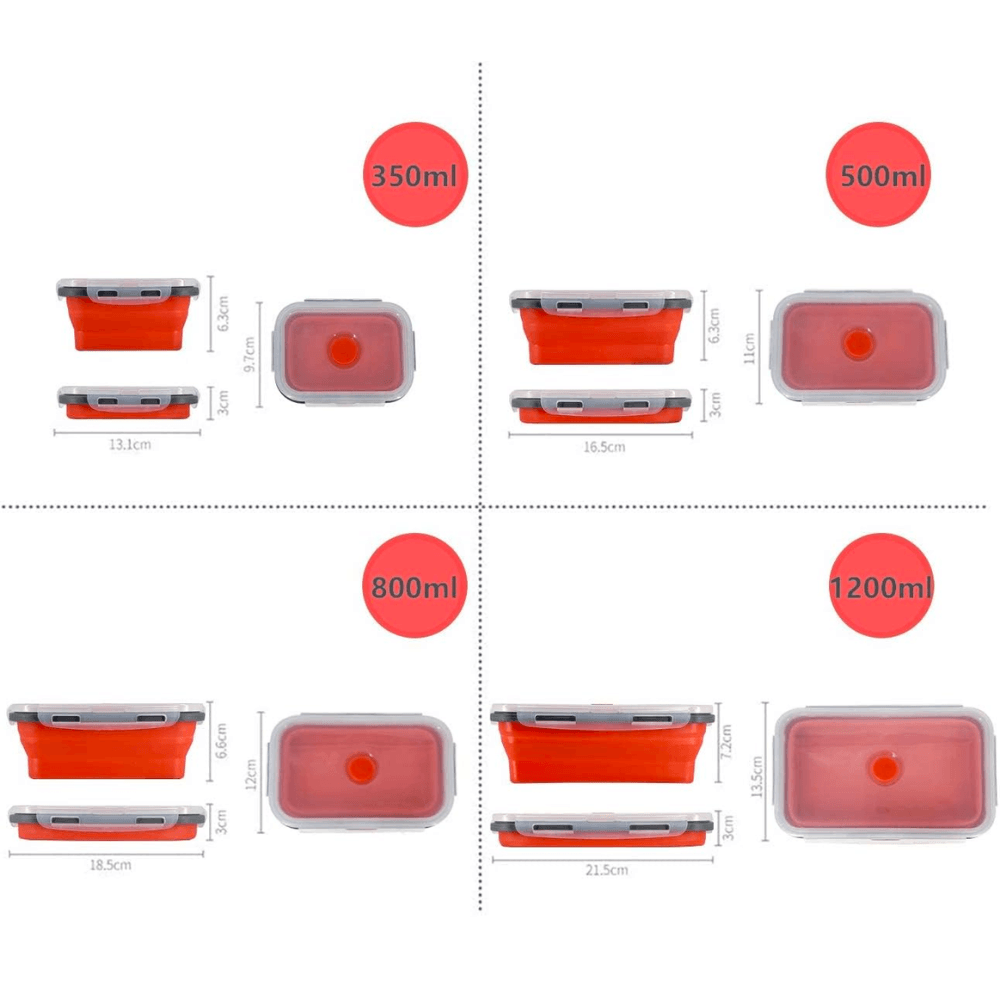 Set 4 caserole dreptunghiulare pliabile Koken, Recipiente din silicon cu capac - 1 | YEO