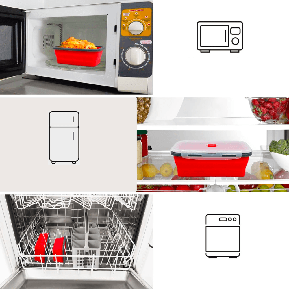 Set 4 caserole dreptunghiulare pliabile Koken, Recipiente din silicon cu capac - 2 | YEO