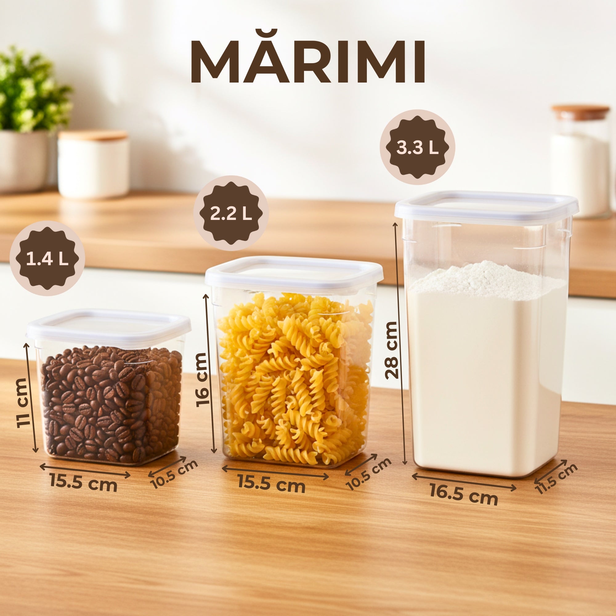 Set 12 recipiente depozitare alimente Koken, caserole etanse din plastic fara BPA, rezistente, compatibile cu congelator/microunda, 1.4/2.2/3.3 L, Transparente - 1 | YEO