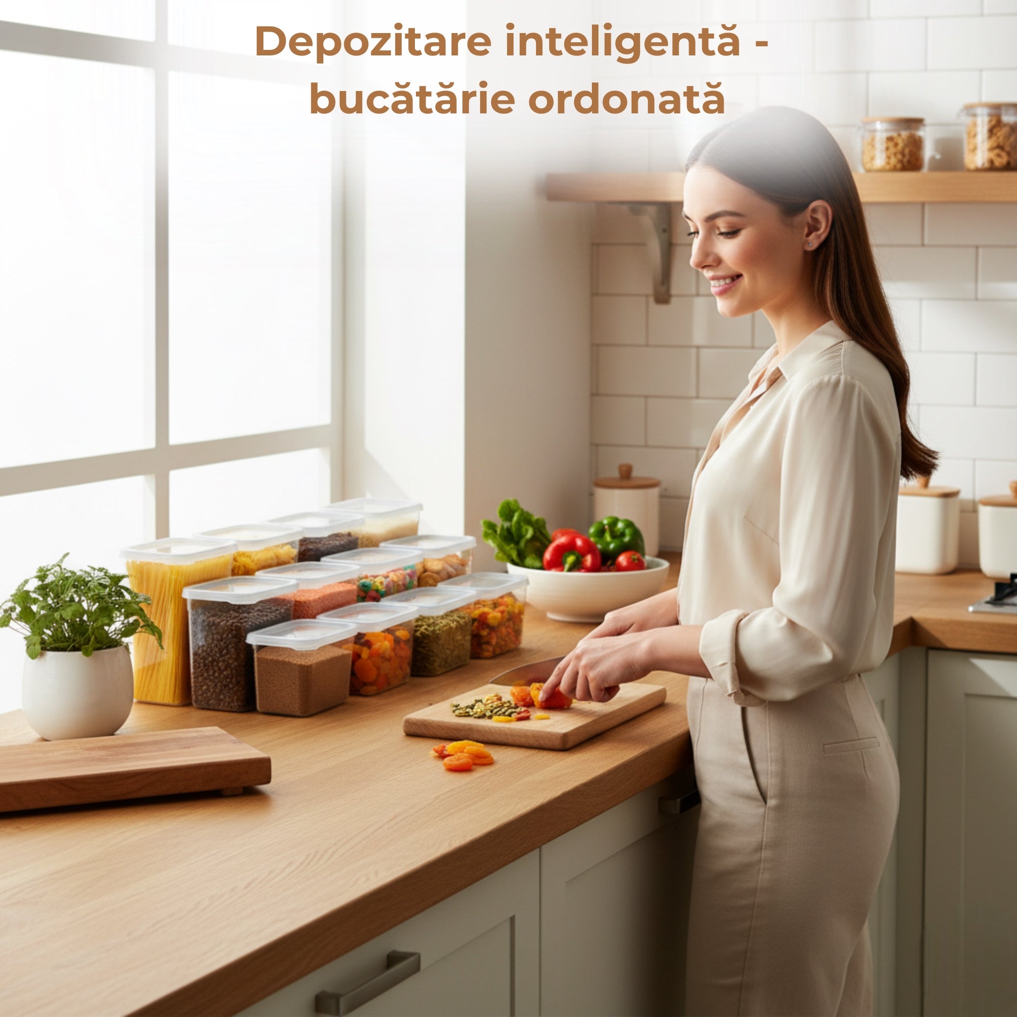 Set 12 recipiente depozitare alimente Koken, caserole etanse din plastic fara BPA, rezistente, compatibile cu congelator/microunda, 1.4/2.2/3.3 L, Transparente - 3 | YEO