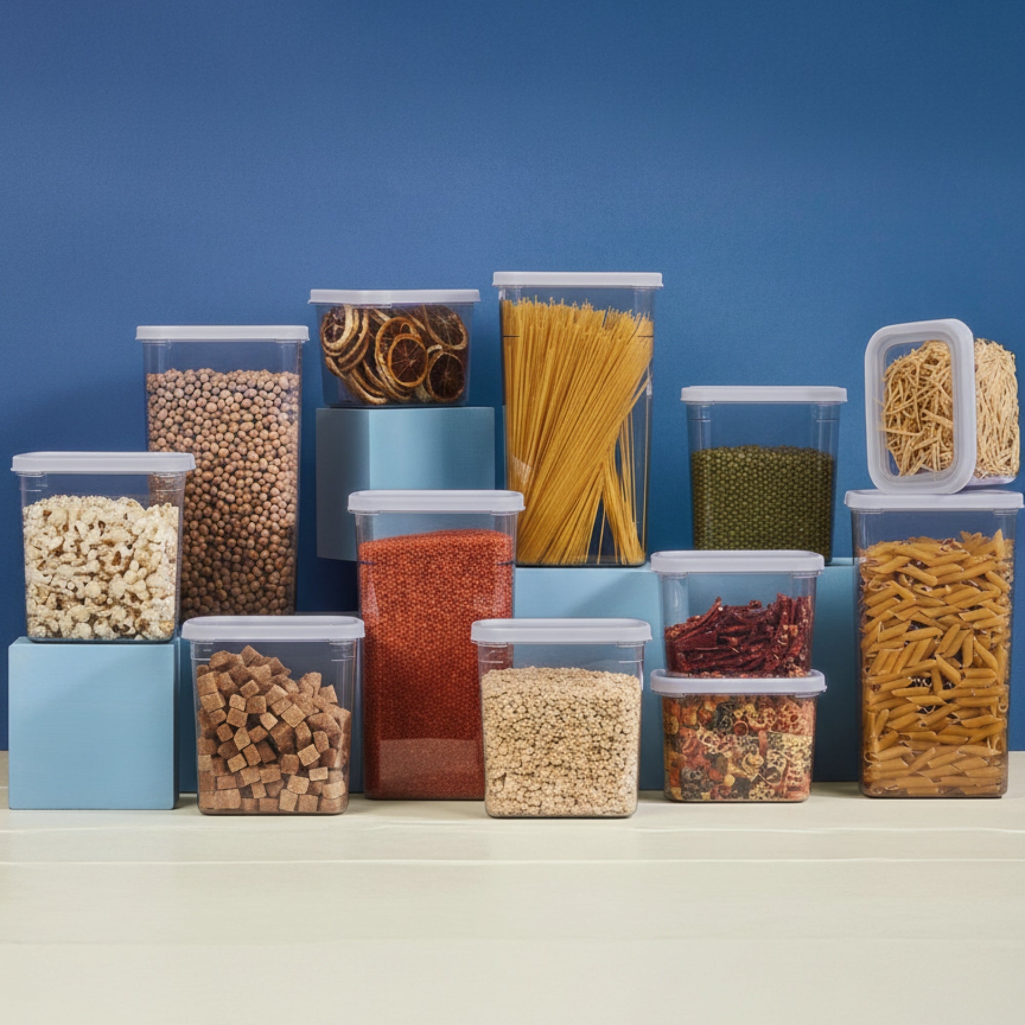 Set 12 recipiente depozitare alimente Koken, caserole etanse din plastic fara BPA, rezistente, compatibile cu congelator/microunda, 1.4/2.2/3.3 L, Transparente - 5 | YEO