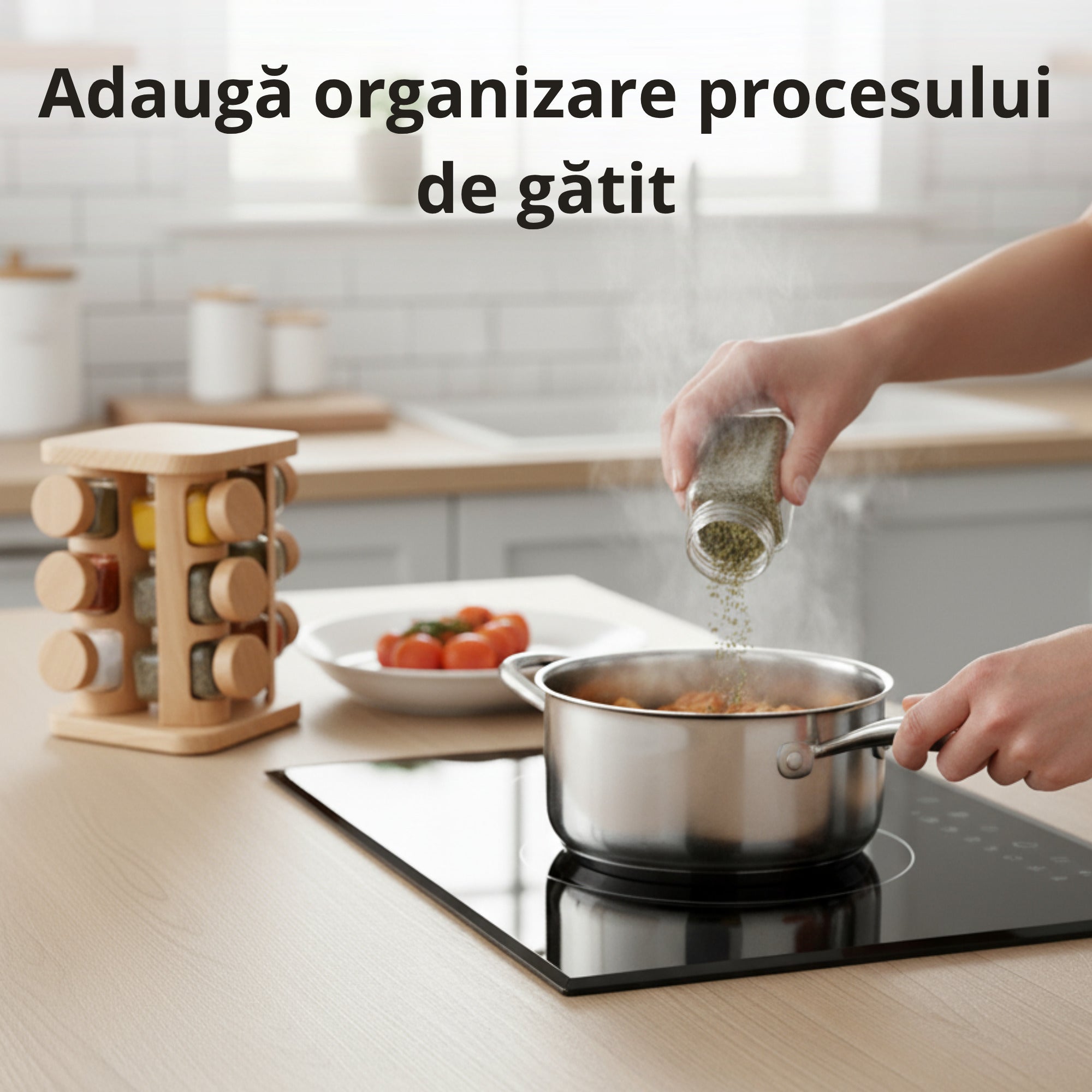 Set 12 recipiente pentru condimente cu suport din lemn Koken, sare/piper/paprika, compact si functional, sticla groasa, capace din lemn natural, transparent - 2 | YEO
