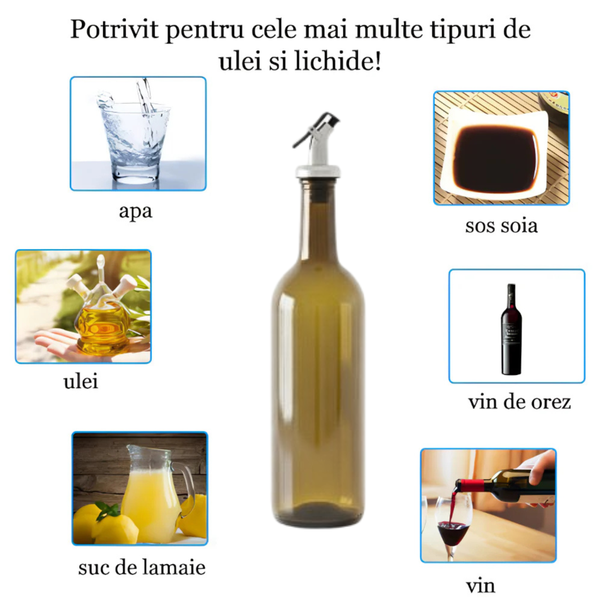 Set 2 Oliviere Koken din Sticla, 750 ml, pentru Ulei, Sos de Soia, Otet,Siropuri, cu suport metalic, Verdeu2028 - 3 | YEO