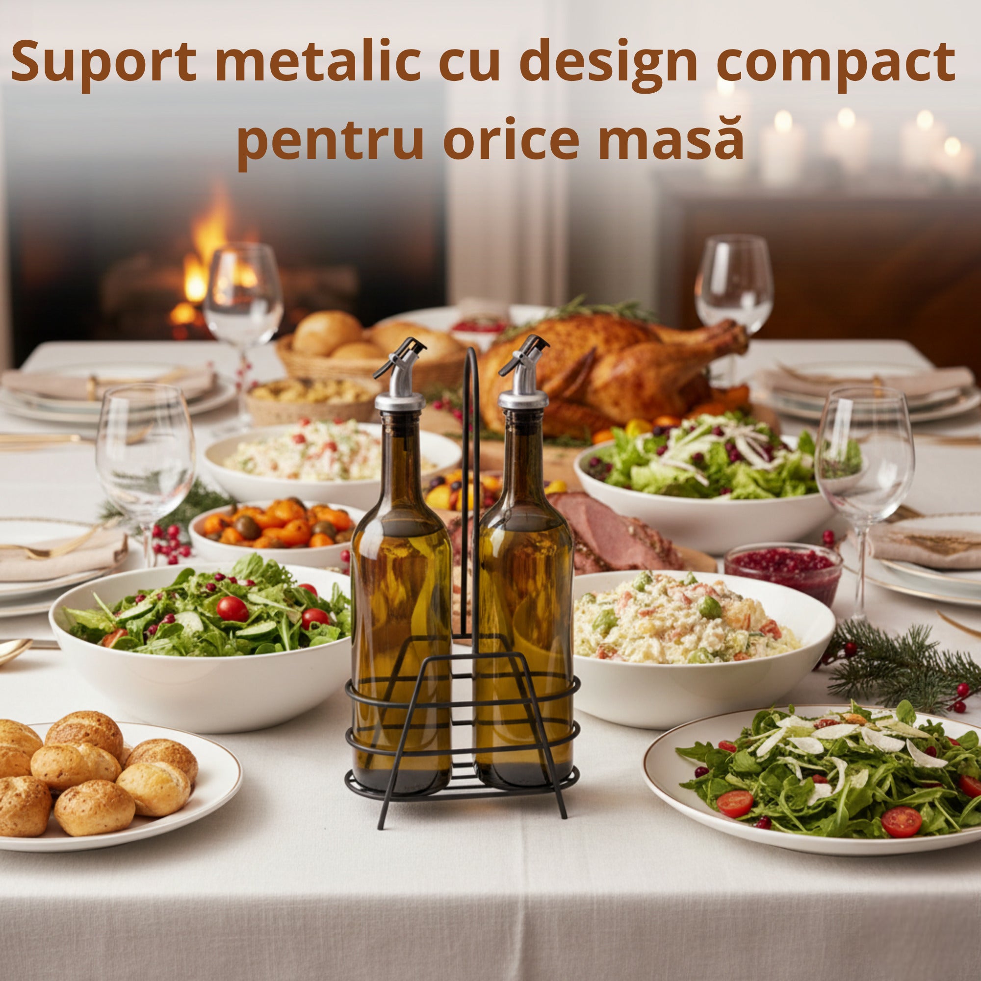 Set 2 Oliviere Koken din Sticla, 750 ml, pentru Ulei, Sos de Soia, Otet,Siropuri, cu suport metalic, Verdeu2028 - 4 | YEO