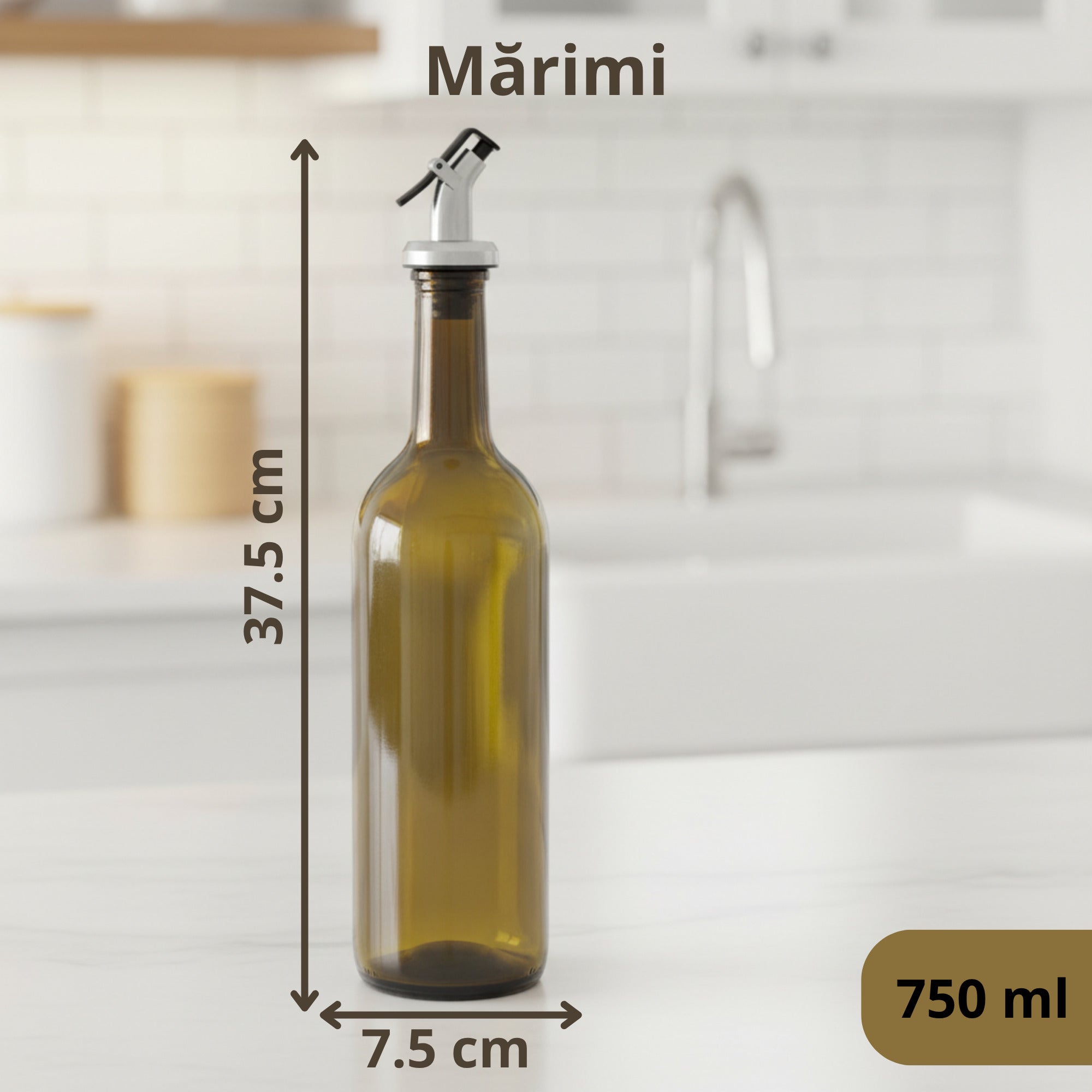 Set 2 Oliviere Koken din Sticla, 750 ml, pentru Ulei, Sos de Soia, Otet,Siropuri, cu suport metalic, Verdeu2028 - 1 | YEO