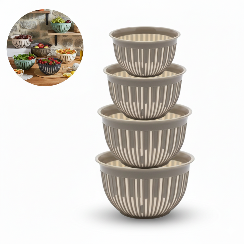 Set 4 boluri din plastic durabil Koken pentru salate, fructe si mancare gatita,0.45 /1.6 /3.6 /5.6 L, fara BPA - 5 | YEO