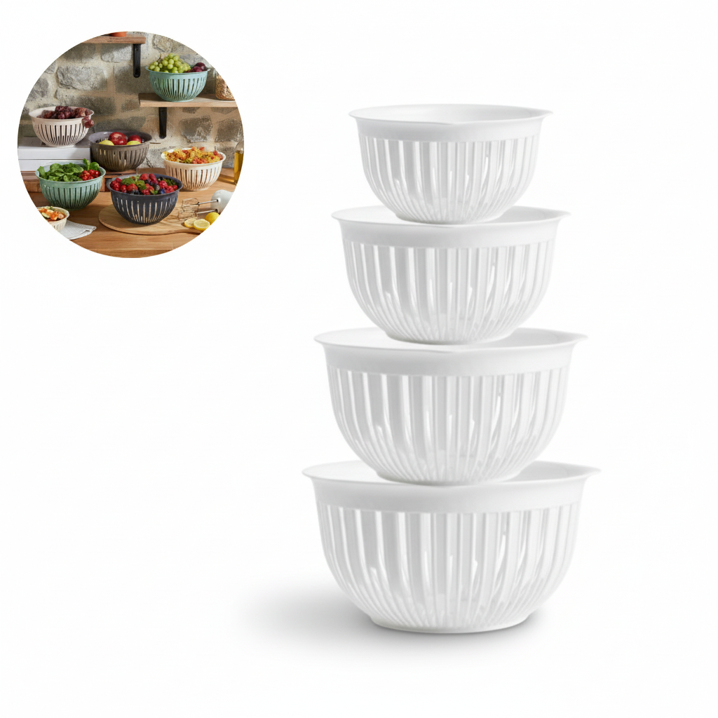Set 4 boluri din plastic durabil Koken pentru salate, fructe si mancare gatita,0.45 /1.6 /3.6 /5.6 L, fara BPA - 6 | YEO