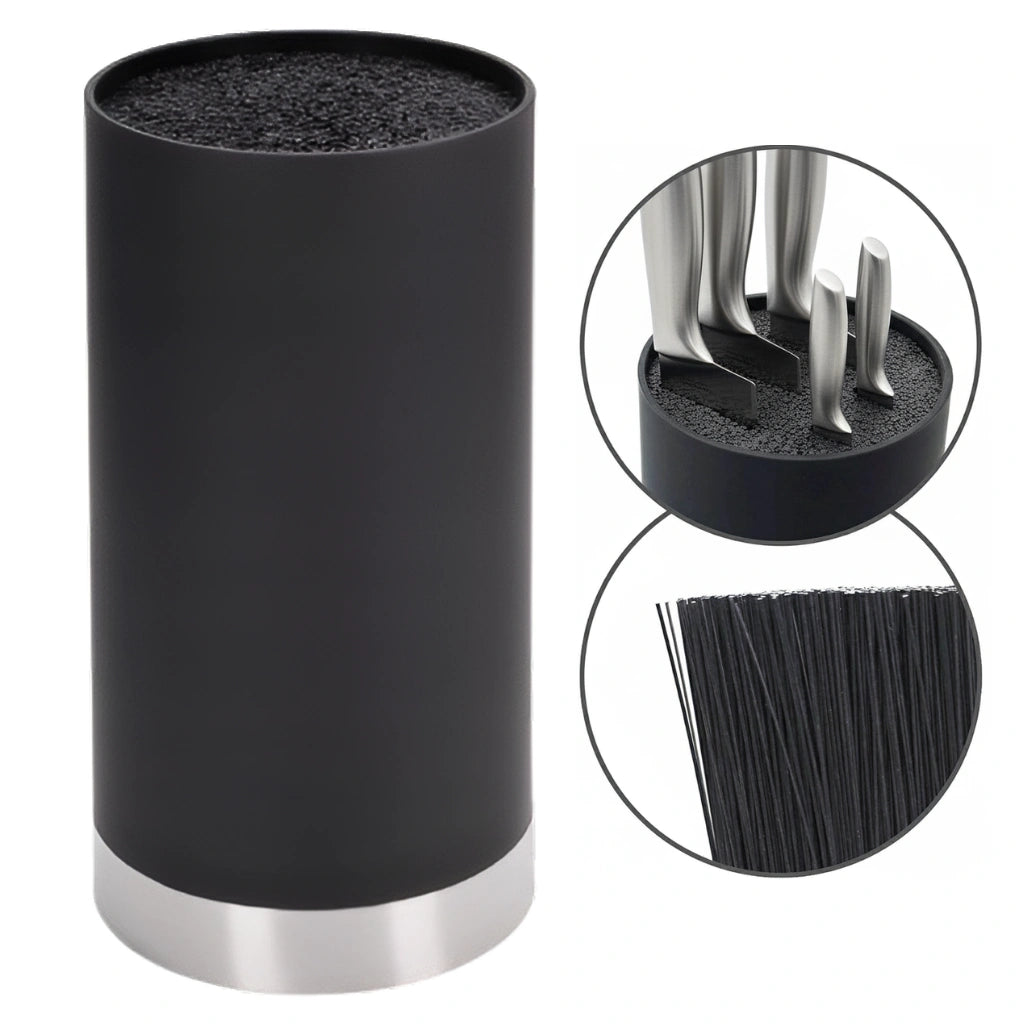 Suport pentru cuțite universal Koken, material plastic dur fara BPA, design modern, usor de curatat, soft-touch, negru mat, 22x11 cm