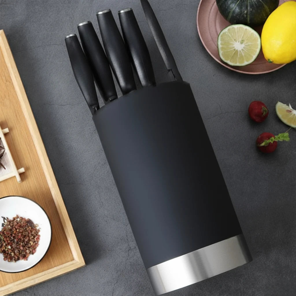 Suport pentru cuțite universal Koken, material plastic dur fara BPA, design modern, usor de curatat, soft-touch, negru mat, 22x11 cm - 7 | YEO