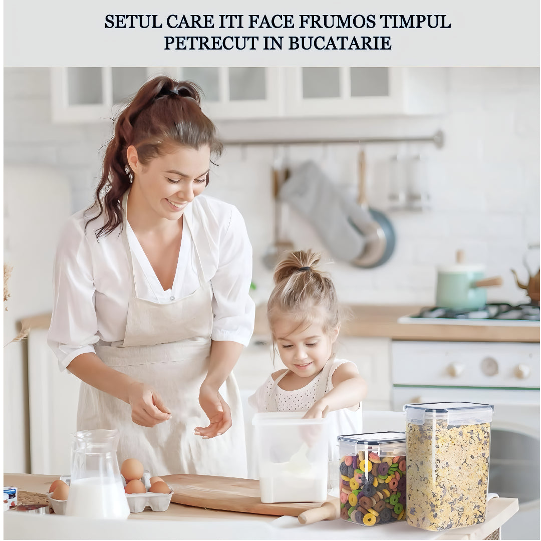 Recipient de depozitare alimente, etanse de 0,8 L, Koken cutie depozitare cu capac, plastic fara BPA, compatibile cu congelator/cuptor cu microunde/masina de spalat vase, Transparent/Negru