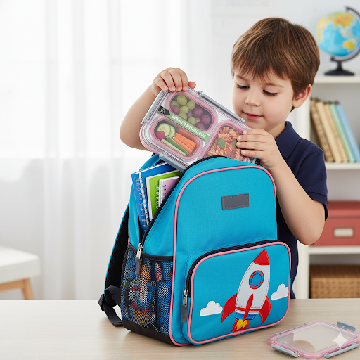 Cutie pentru pranz Koken, Lunch box Otel inoxidabil, Caserola copii scoala cu 3 Compartimente, 27,5 x 20,6 cm, Roz - 7 | YEO