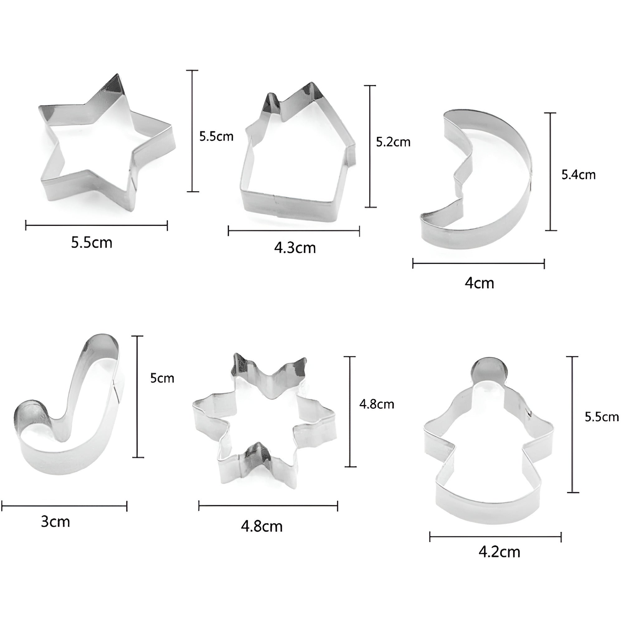 Forme pentru Fursecuri Craciun Koken, Otel inoxidabil, Set 10 forme de taiat prajituri, Model Craciun, Argintiu - 2 | YEO