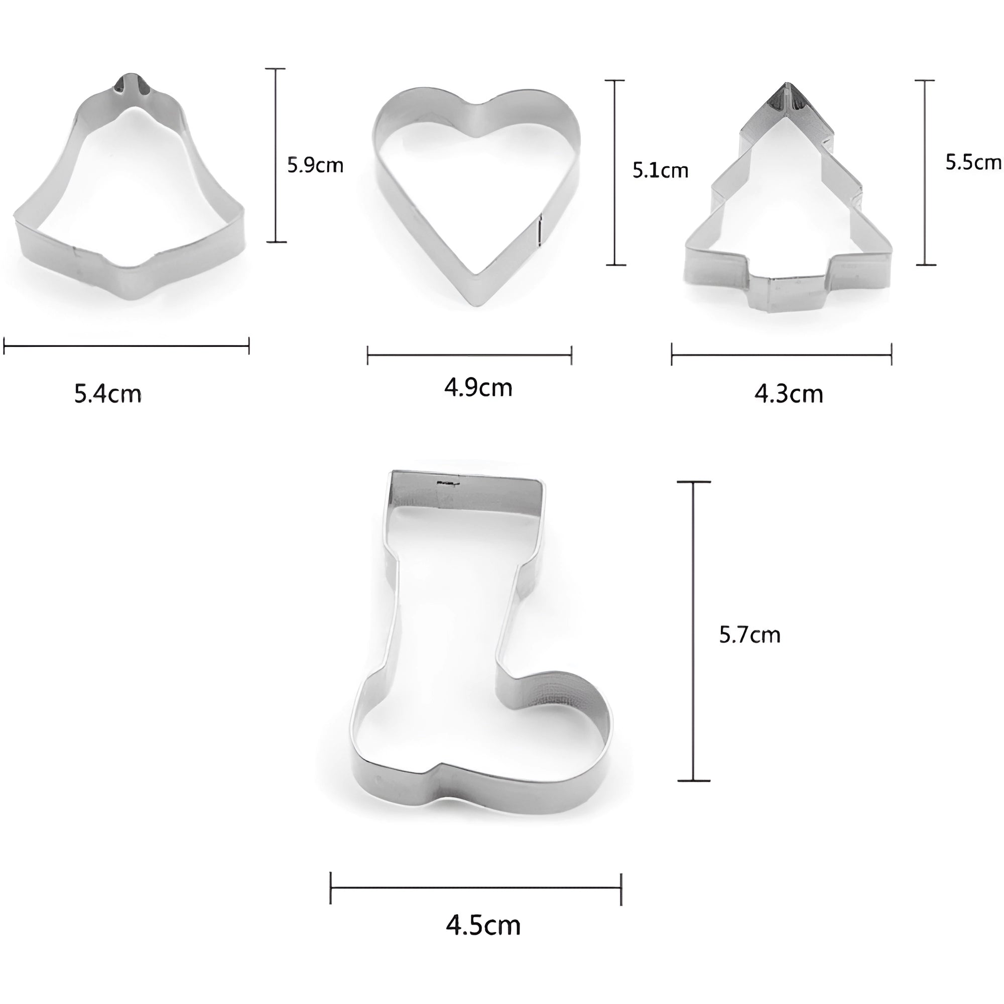 Forme pentru Fursecuri Craciun Koken, Otel inoxidabil, Set 10 forme de taiat prajituri, Model Craciun, Argintiu - 3 | YEO