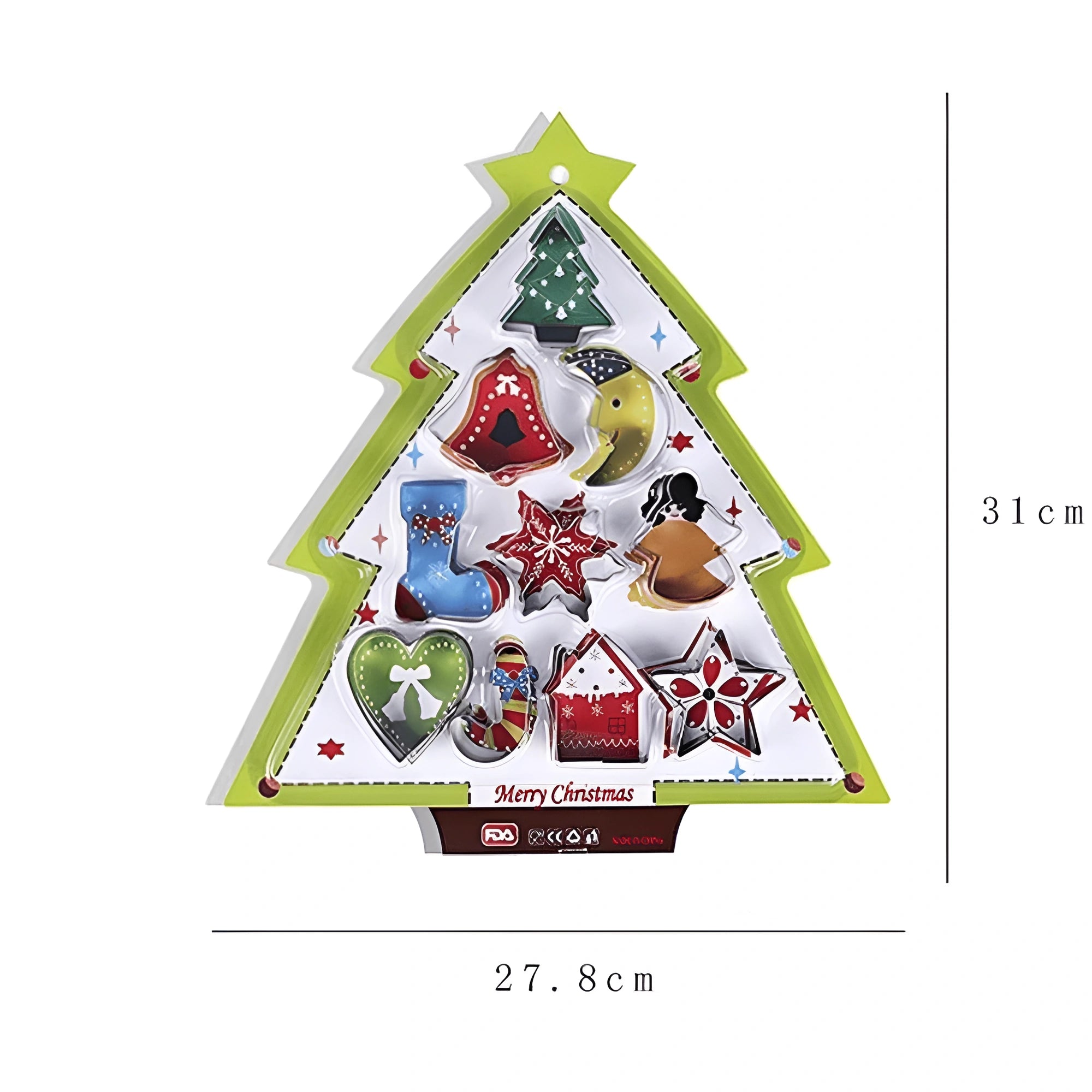 Forme pentru Fursecuri Craciun Koken, Otel inoxidabil, Set 10 forme de taiat prajituri, Model Craciun, Argintiu - 1 | YEO